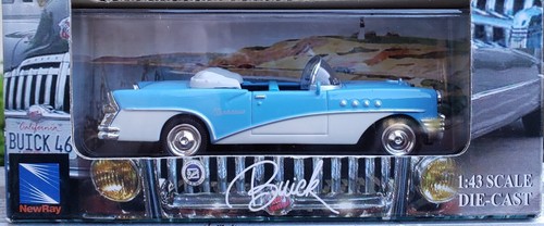 NEW☆NewRay~1955 Blue/ White Buick Century Convertible Diecast Car 1:43 scale