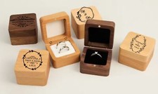 PERSONALIZED SOLID WOOD RING BOX CUSTOM ENGRAVED WEDDINGS PROPOSALS ANNIVERSARY