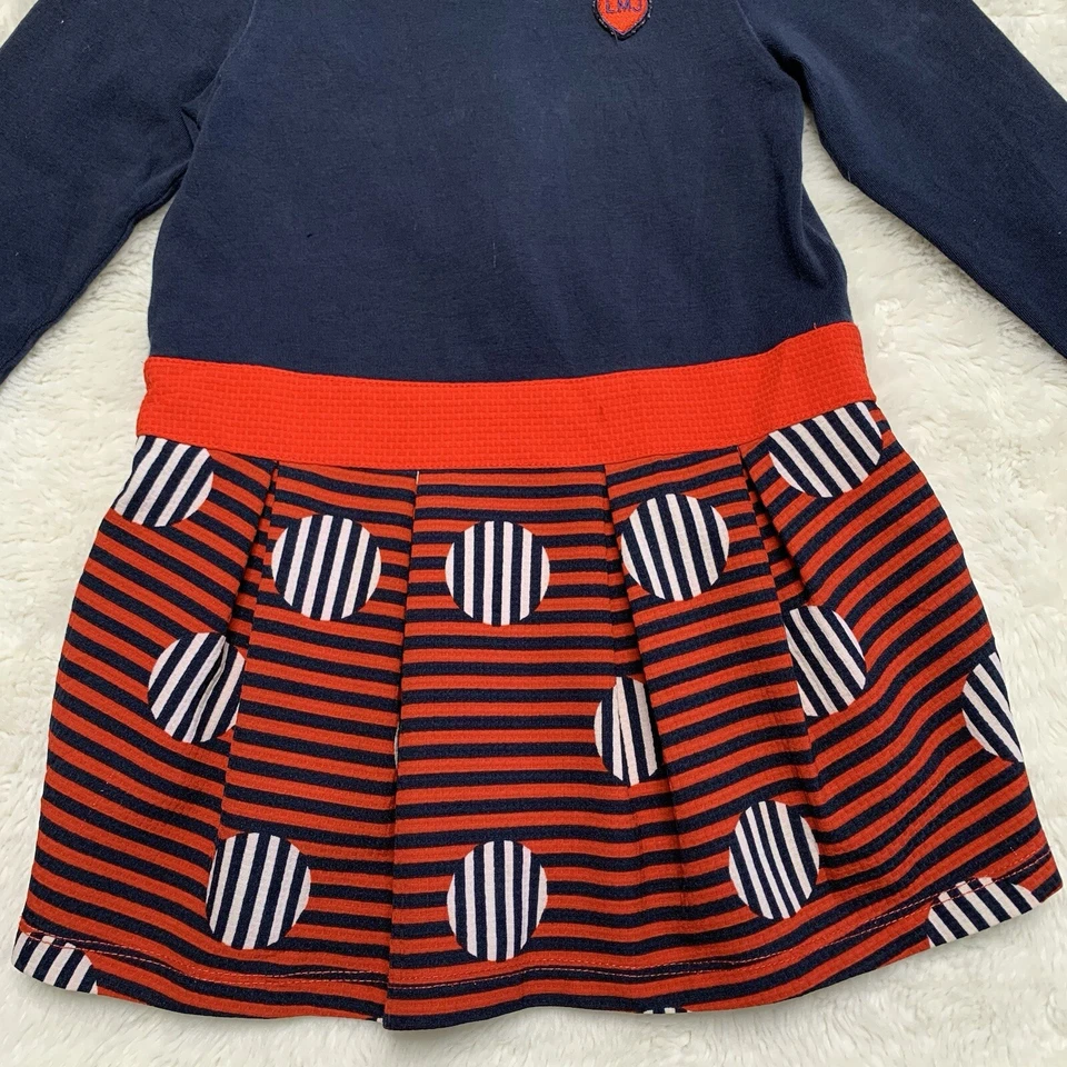 Vestido Little Marc Jacobs Niña Pequeña Manga Larga Azul Rojo Talla 2 Años Foto 4 de 4