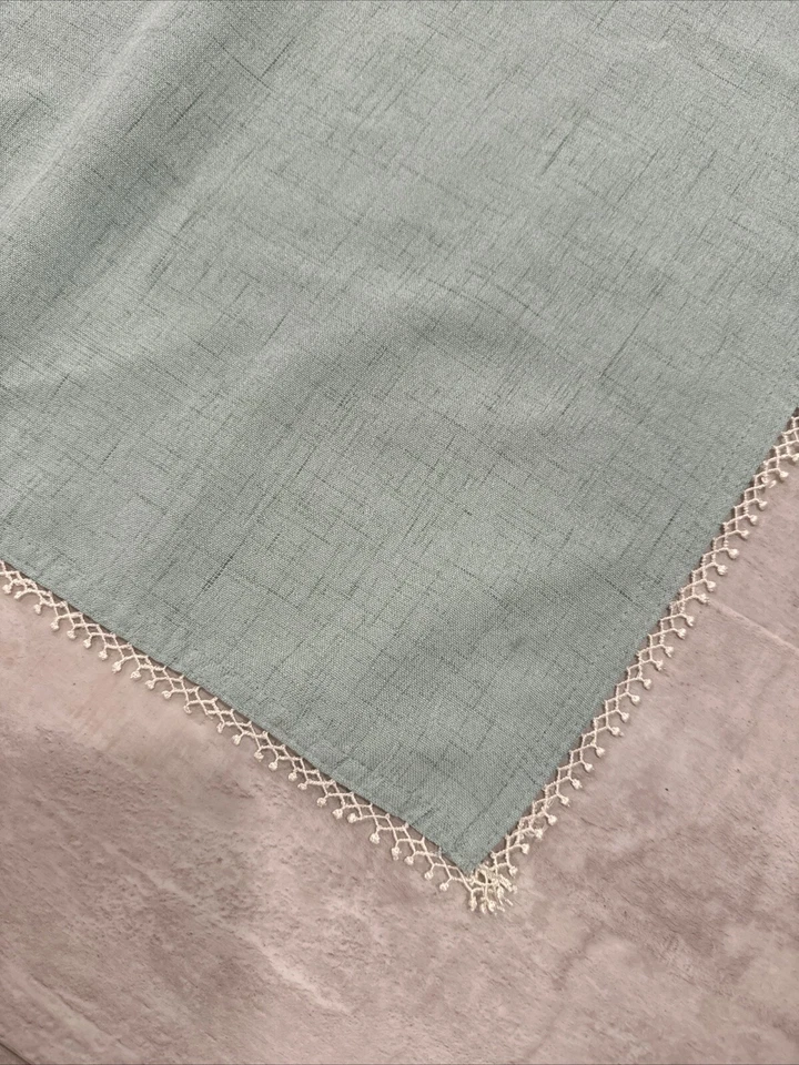 lenox american by design 51x69Tablecloth Seafoam Green W/ Cream Detail Edging - Image 3 of 4