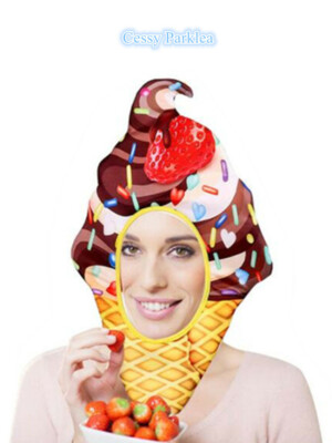 U-C5 Unisex Ice Cream Hat Cap NOVELTY Vendor Dessert Stand Carnival Fair Costume