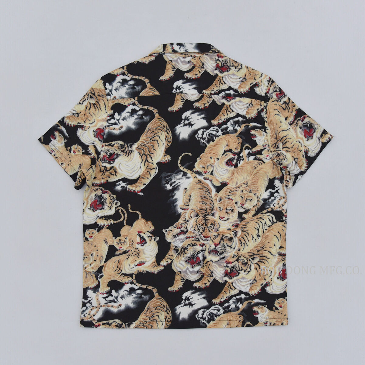 BOB DONG One Hundred Tigers Hawaiian Shirts Men Tropical Aloha Short Sleeve