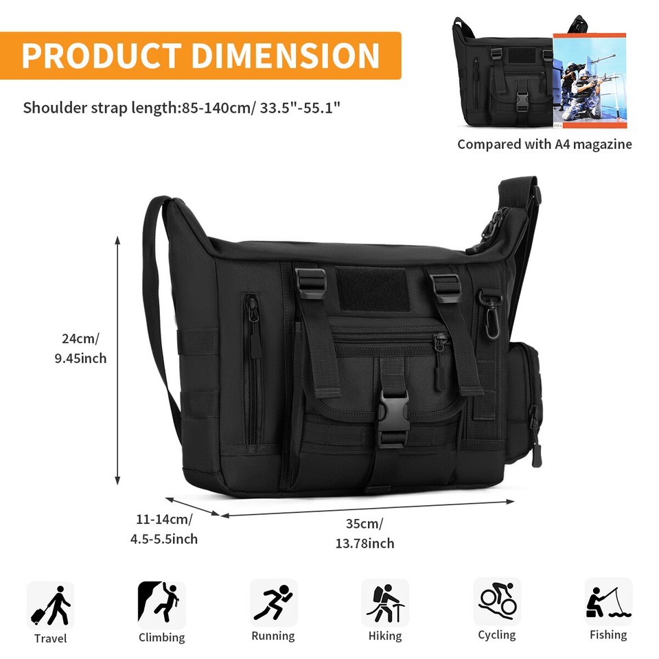 Mens Military Tactical Messenger Shoulder Bag Molle Crossbody Outdoor