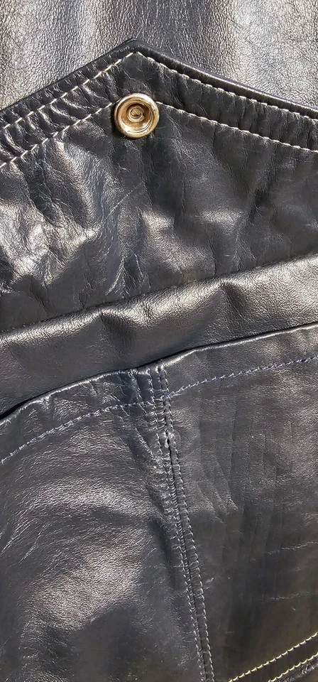 Vintage Early Polaris Blue Leather Snowmobile Jacket 50s 60s RARE Sled VTG USA  - Image 3 of 4