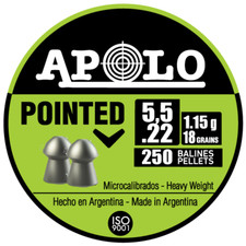 Apolo Pointed 5.5mm .22 Caliber 18gr/1.15 g Airgun Pellets 250 Count