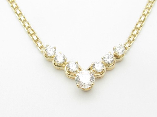 14k Yellow Gold White Sapphire Graduated Design Basket Weave Chain Necklace Gift - 第 1/1 張圖片