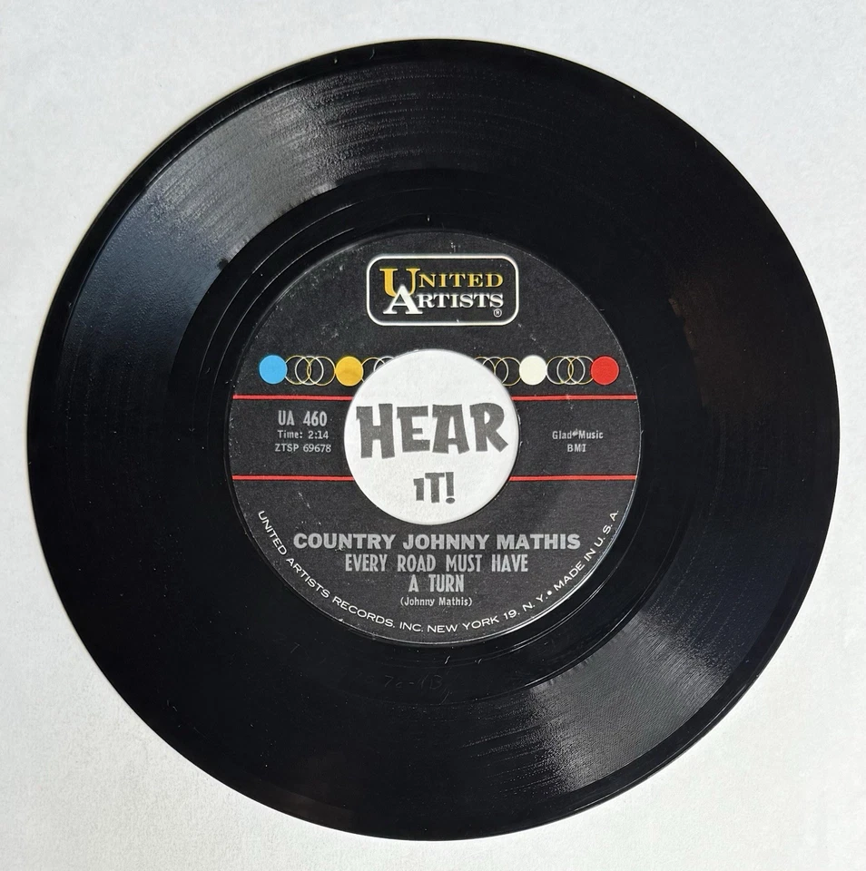 Melodic Classic Country Teen 45 COUNTRY JOHNNY MATHIS Every Road Must Have UA EX - Image 2 of 4