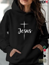 HOT-Minimalist Jesus Cross Women's Casual Hoodie