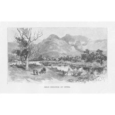 AUSTRALIA Gold Diggings at Ophir - Antique Print 1888