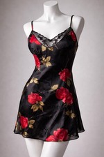 Vintage Victoria  s Secret 100 Silk Floral Slip Dress Lace NWT 1997 Nightgown