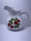 1980s Nelson McCoy Pottery Strawberry Country #7515 Water Pitcher USA