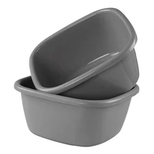 2-Pack 18-Quart Large Wash Basin Dish Pan for Kitchen Utility Gray