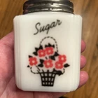 Vintage Tipp Milk glass Spice Shaker Basket Of Flowers Design Sugar