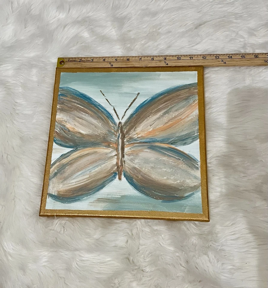 Hand Painted Butterfly Canvas Wall Art Picture Room Decor 12x12” - Image 4 of 4