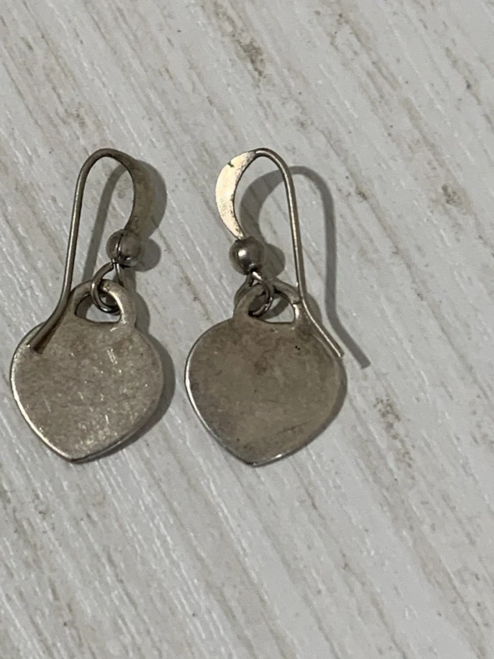 Orecchini pendenti cuore argento 925 piccoli 2,7 cm vintage - Immagine 4 di 4