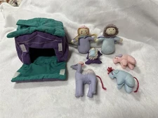 HANDMADE STUFFED TOY NATIVITY SET MANGER MARY JOSEPG BABY JESUS + ANIMALS