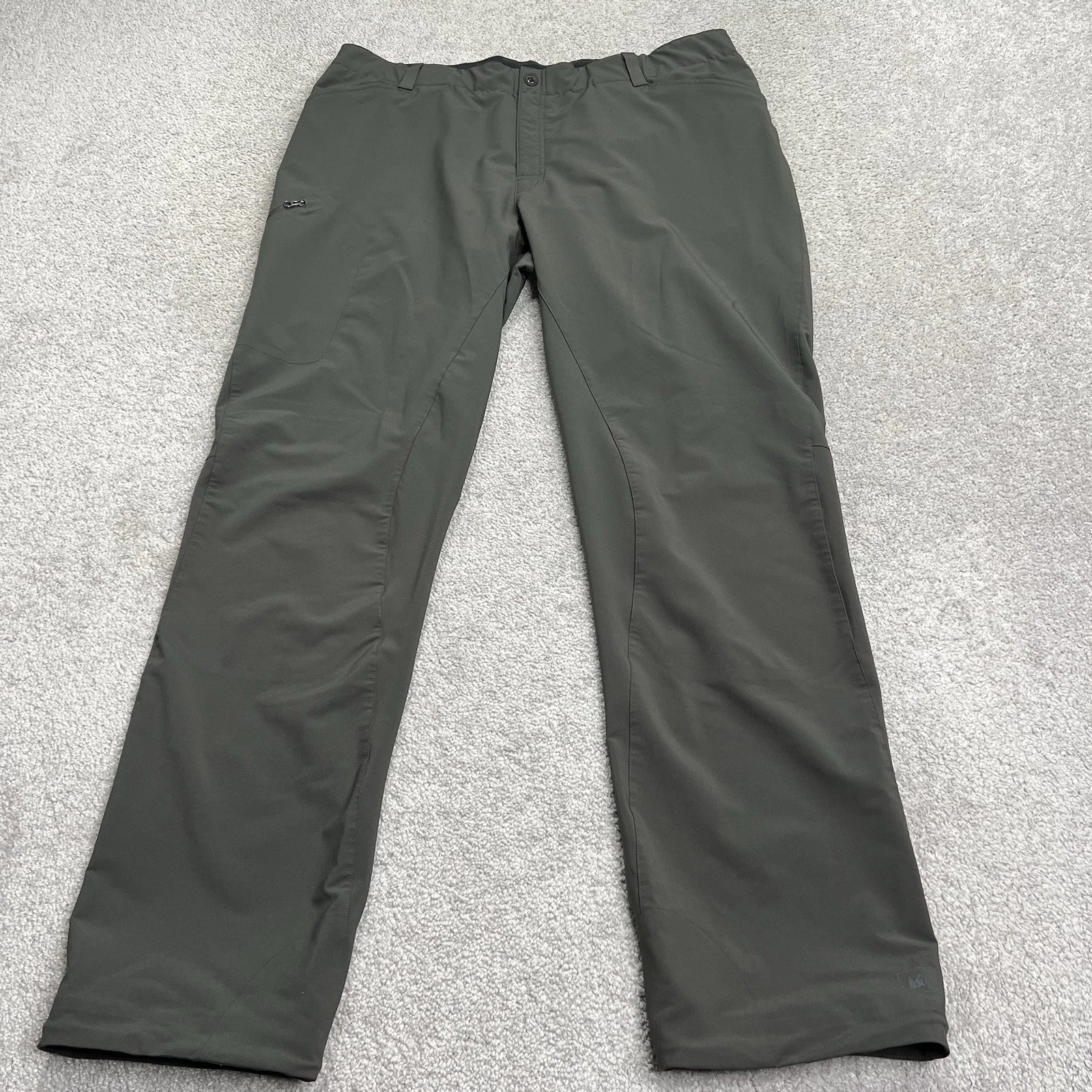 REI Co-op Pants Mens XL 34” Brown Trek Stretch Nylon Spandex Hiking Pockets EUC