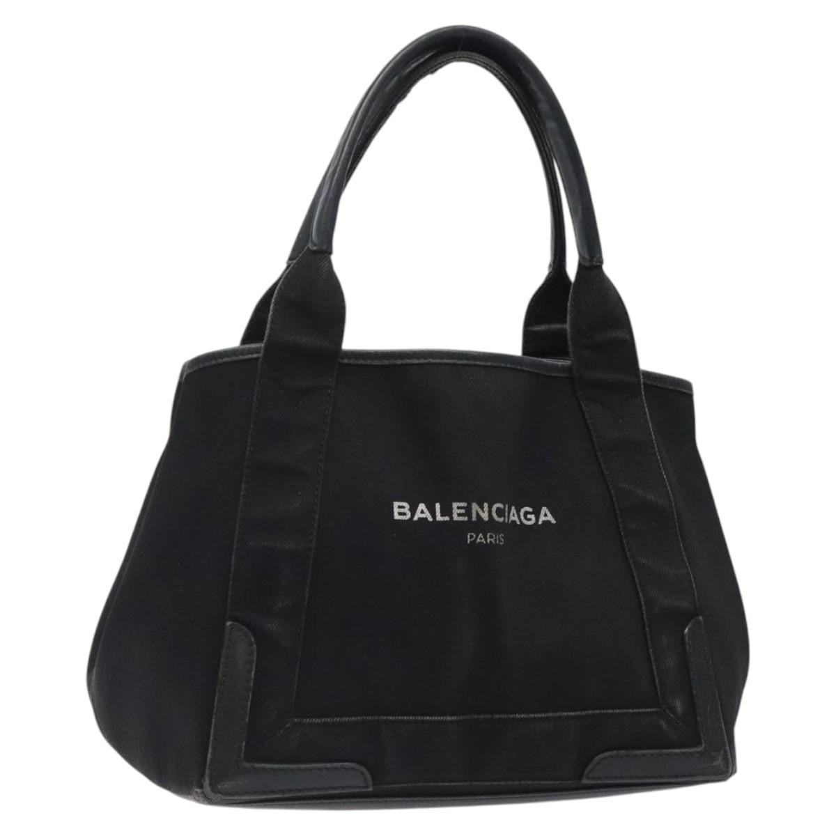 BALENCIAGA Navy Cabas S Hand Bag Canvas Black Silver 339933 BALENCIAGA Navy Cabas S Hand Bag Canvas Black Silver 339933