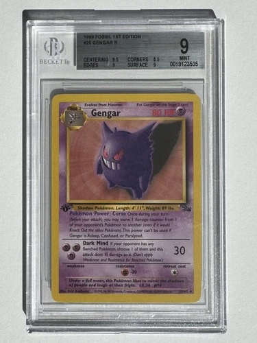 1999 Pokemon Fossil 1st Edition #020 Gengar BGS 9