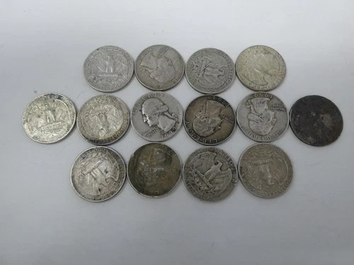 Lot of 14 Pre-1965 Washington Silver Quarters 90% US Coins Bullion
