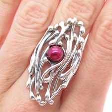 HAGIT GORALI Sterling Silver Vintage Israel Real Pearl Modernist Ring Size 7.75