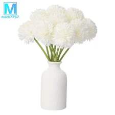 10pcs Artificial Chrysanthemum Ball Flowers Faux Mum Flower Bouquet, White