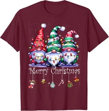 Cute Gnomes Merry Christmas Light Family Gnome Xmas Unisex T-Shirt