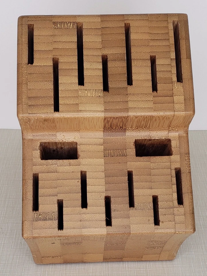 The Pampered Chef Knife Block Holder Bamboo Wooden Large 16 Slot Retired - Image 2 of 4