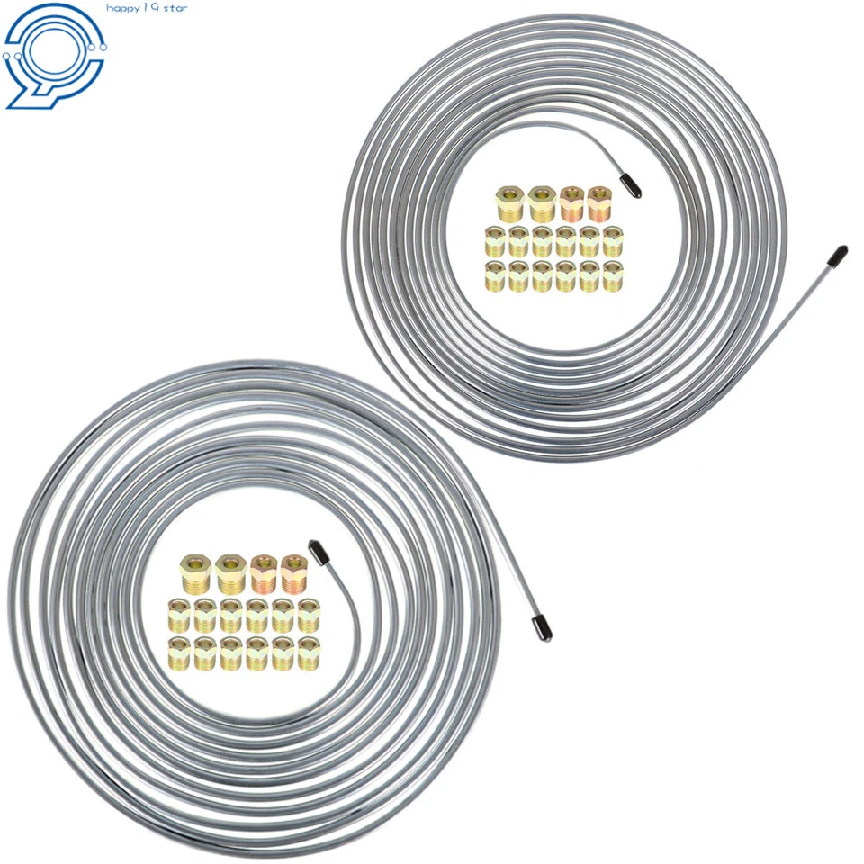 25 Ft. of 3/16 and 1/4 Zinc-Coated Brake Line Tubing Kit w/32 Fittings - Image 2 of 4