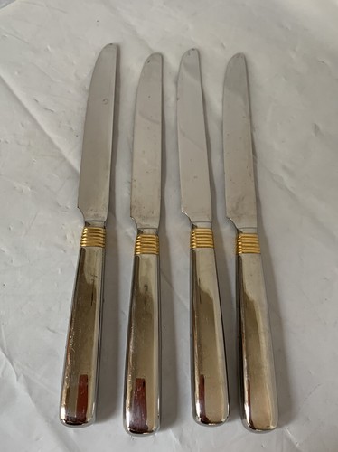 4 cuchillos de cena Ralph Lauren Harbour oro acero inoxidable dorado 18/8 - Imagen 1 de 5