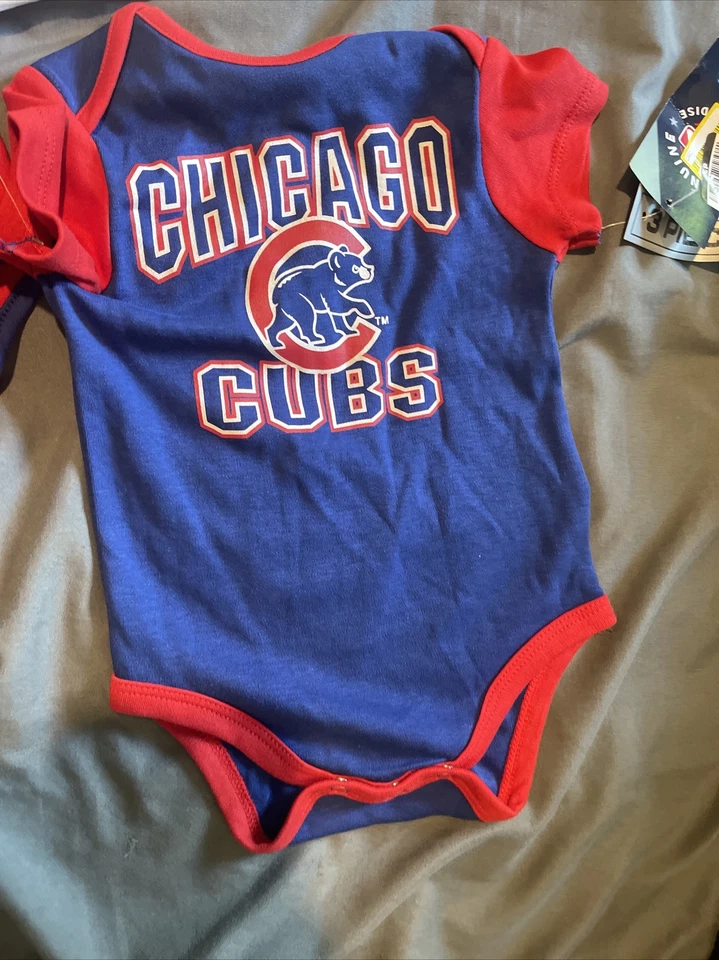 Body de 3 piezas "bates de béisbol" Chicago Cubs MLB béisbol bebé varias tallas Foto 3 de 4