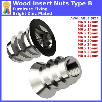 ROBS FASTENERS Furniture Nuts Insert For Wood M6 M8 Screws Hex Drive Screw Metric Thread TYPE B