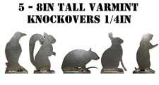 1/4IN 22LR Steel Shooting Targets - Varmit Animal Silhouette Knockovers 5pc Set