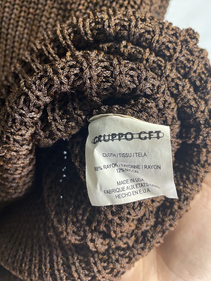 Suéter de punto pesado con cuello en V marrón Emanuel Ungaro para mujer talla 2X Plus nailon Foto 4 de 4