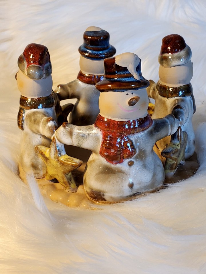 Kirklands Potters Garden Snowman Holiday Edition Candle Holder