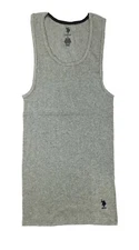 US Polo Assn Shirt Fit Mens Gray Logo Top Ribbed Cotton Tank Undershirt Classic