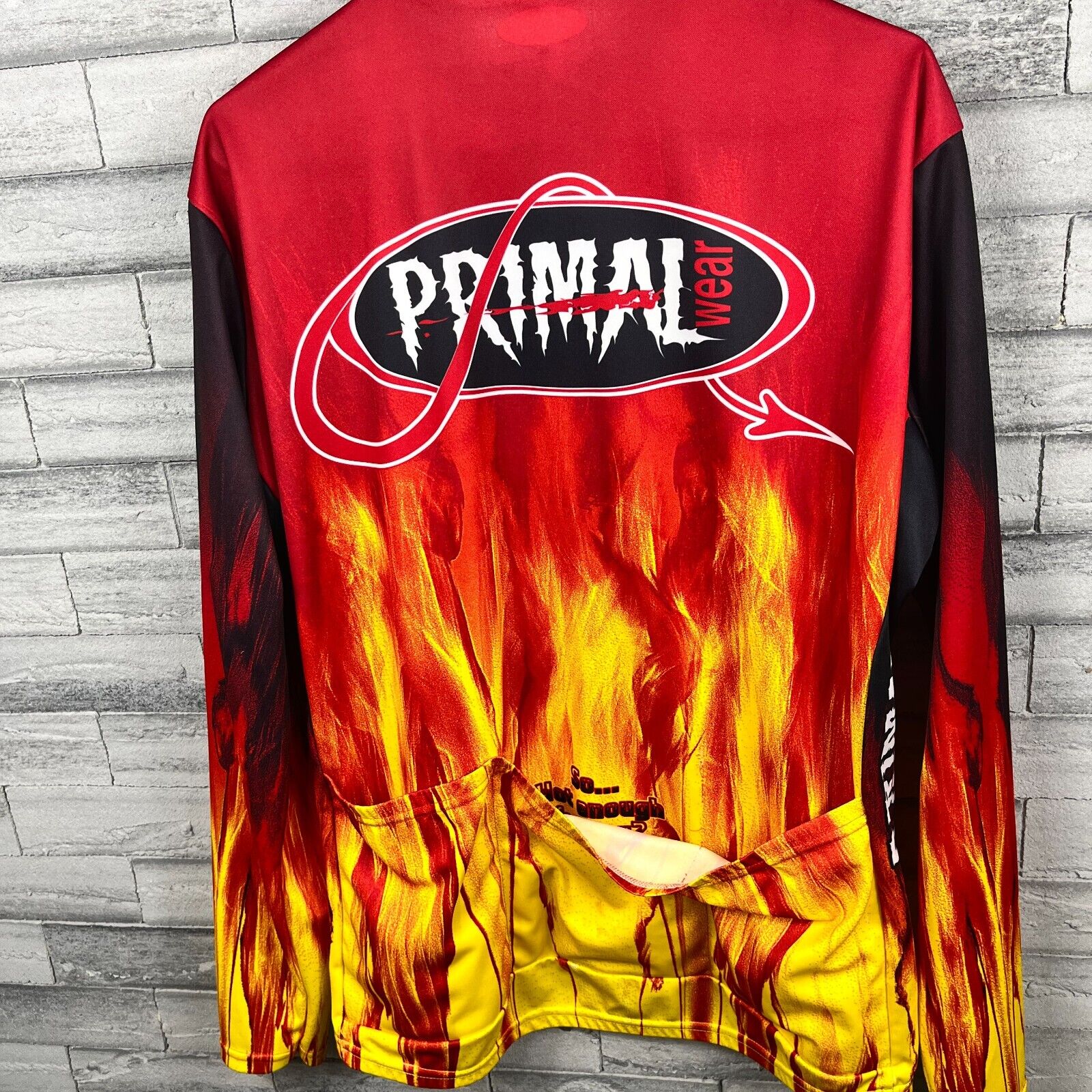 Primal Wear Mens XL Cycling Long Sleeve Multicolor Fire Pullover Shirt
