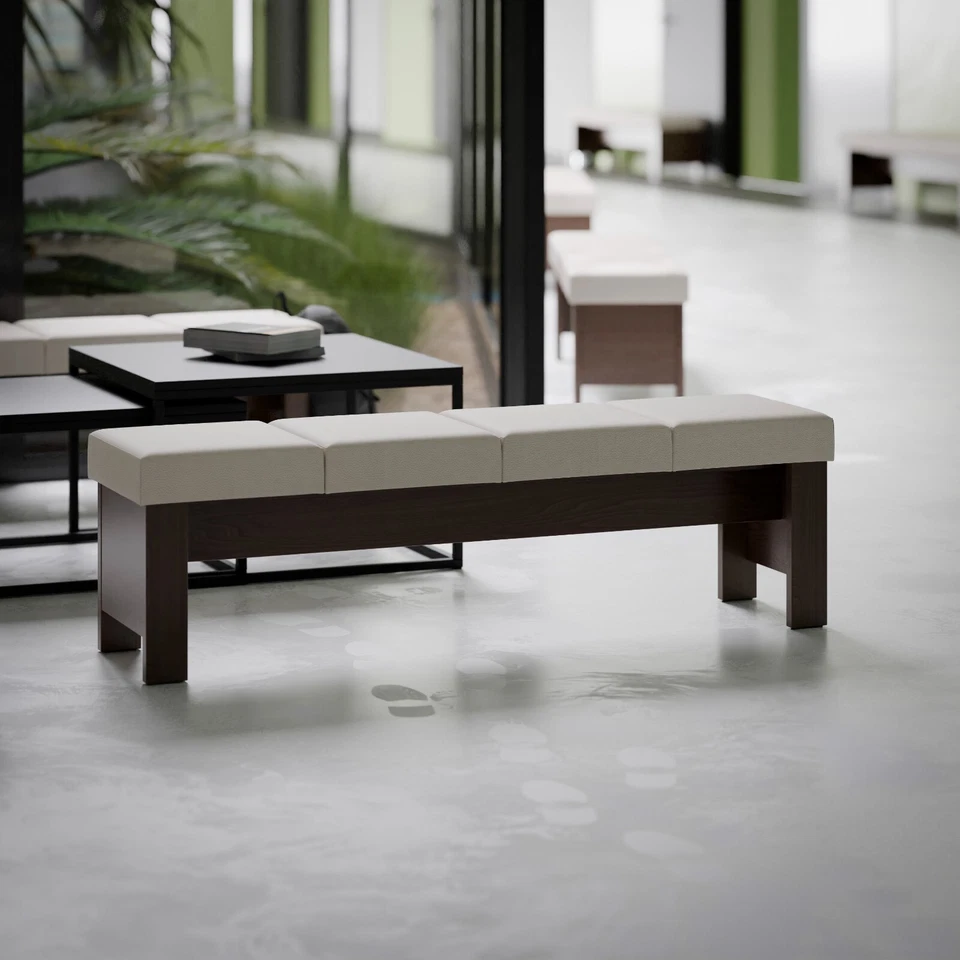 Holzbank Sitzbank mit gepolsterten Sitzflächen Schulebank Bürobank - Nora III FO - Bild 4 von 4