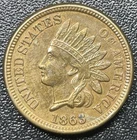 1863 Indian Head Cent Penny 1c Choice AU Details Cleaned