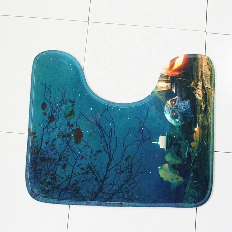 3 in 1 Halloween Kürbis Hut Muster Bad Mat Set Rutschfeste Waschraum Teppich - Bild 4 von 4