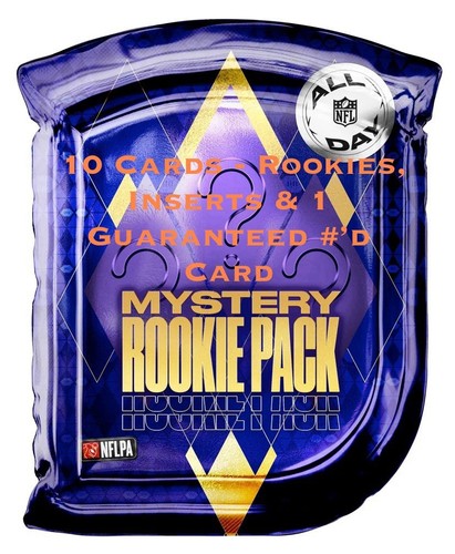 NFL Mystery Card Pack - 10 Karten - Rookies, Inserts & 1 garantierte #’d Karte