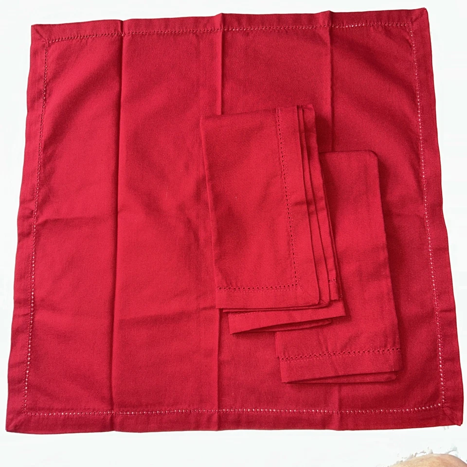 Threshold Cloth Napkins Textured Red Rust & Red 18x18 Cotton Linen 2 Sets of 3 - Image 2 of 4