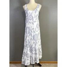 Fresh Produce Maxi Tank Dress XL Ruffle Hem Floral Tropical Resort Coastal Boho