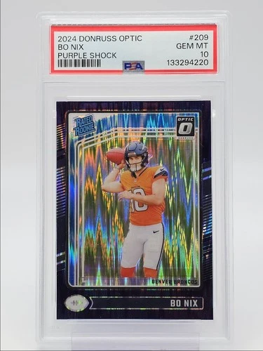 BO NIX 2024 DONRUSS OPTIC RATED ROOKIE PURPLE SHOCK V RC PSA 10 Q0004