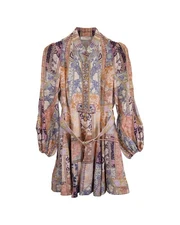 Preloved Zimmermann Vintage Floral Patchwork Mini Dress Women Multicolor Print |