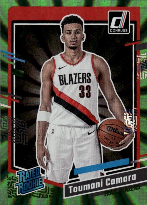 2023-24 Donruss Toumani Camara #245 Green Laser Holo Portland Trail Blazers 22C