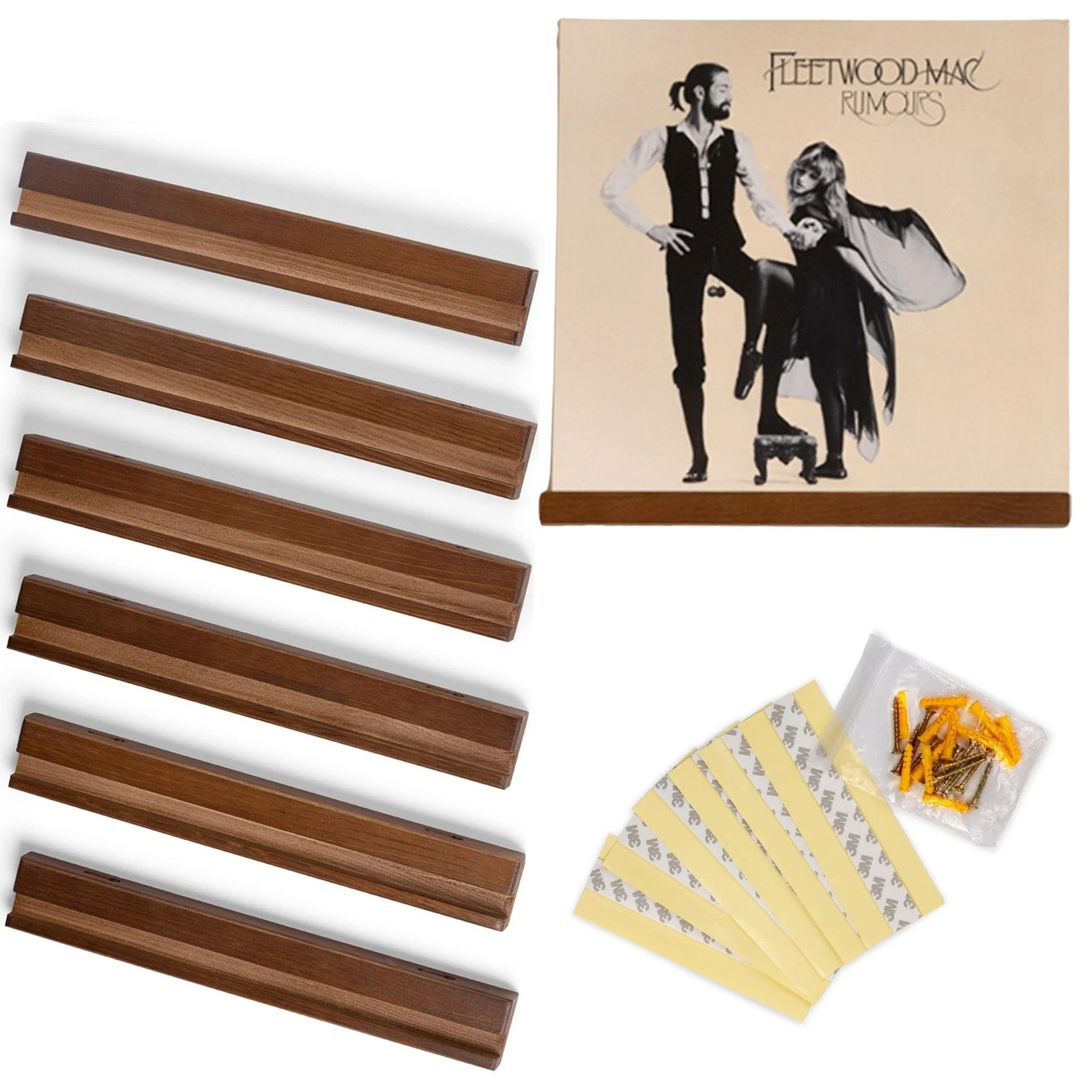 Vinyl Wall Mount Pack of 6 Pinewood Vinyl Record Holder Wall Mount with 2 Mou...