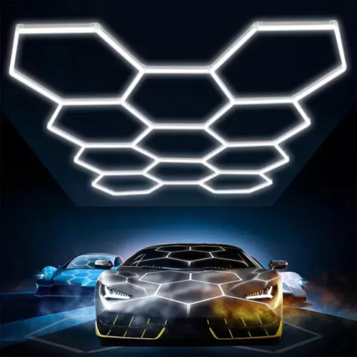 5/8/14/28 Hexagon LED Lighting Car Detail Garage Workshop Retail Light Honeycomb - Picture 6 of 30