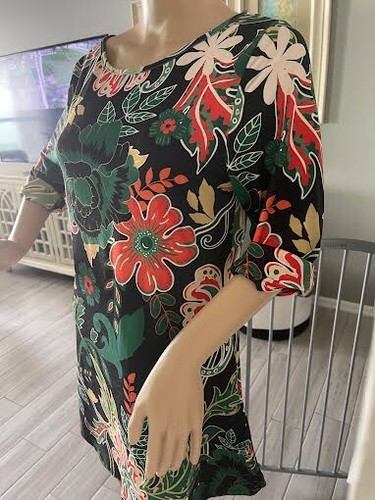 AZALEA BY FIRMANIA Tunic BLOUSE TOP 3/4 CUFFED SLEEVE SZ M MULTI COLOR - EUC - Picture 2 of 6