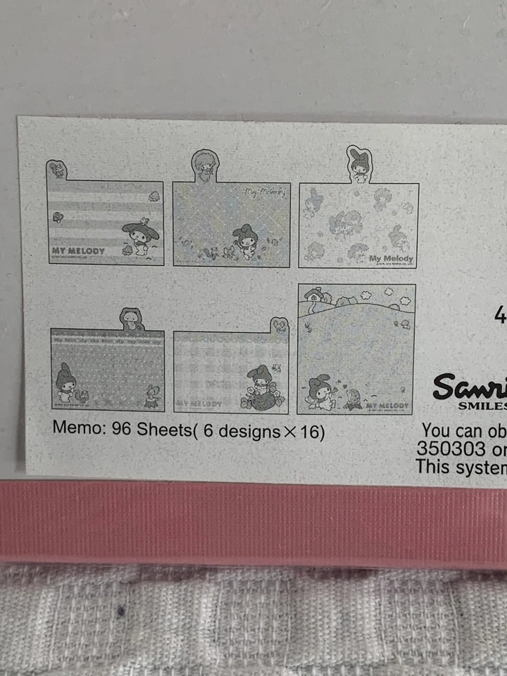 My Melody Note Pad Memo 96 Sheets 6 designs Sanrio Hello Kitty - Image 3 of 4